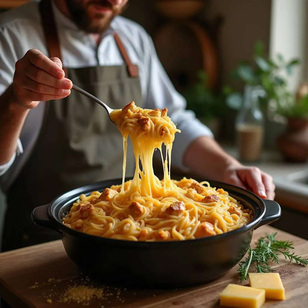 Crockpot Cheesy Chicken Spaghetti