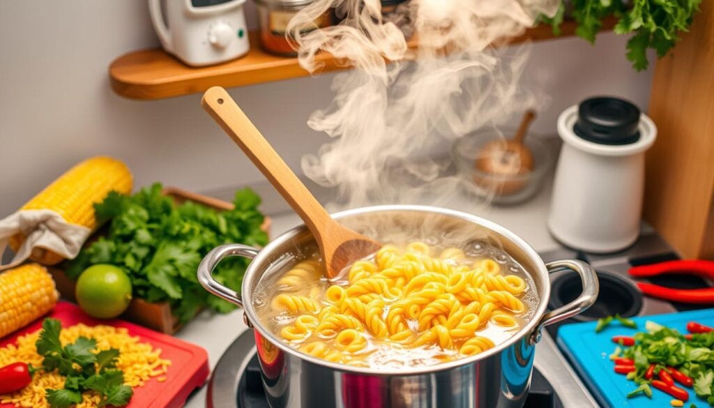 Cooking pasta for salad