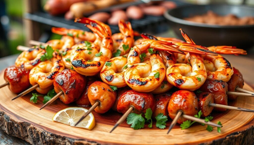 Grilled Shrimp and Sausage Skewers