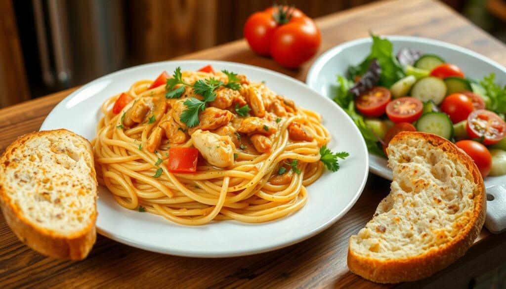 Rotel Chicken Spaghetti Serving Suggestion