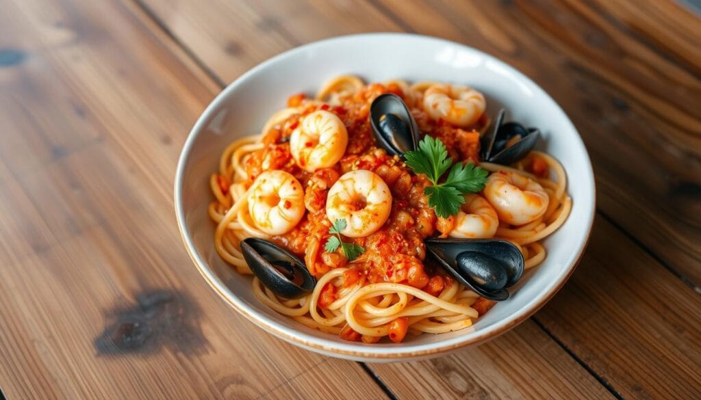 Spicy seafood pasta