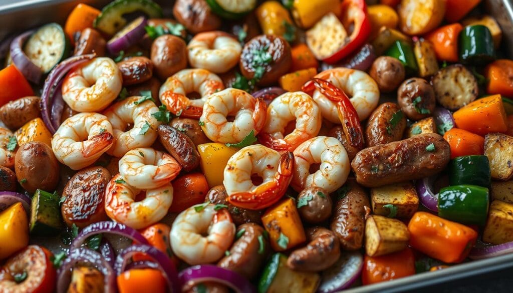 healthy shrimp and sausage sheet pan meals