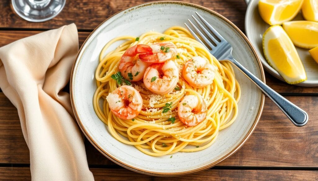 spaghetti and shrimp dishes